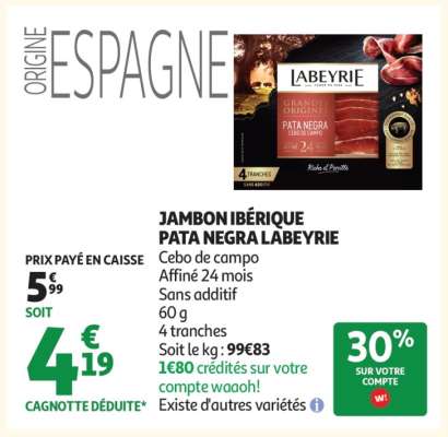 JAMBON IBÉRIQUE PATA NEGRA LABEYRIE