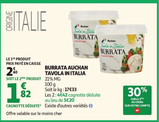Burrata Auchan Tavola In Italia