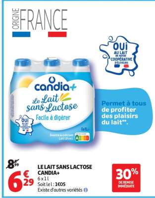 Le Lait Sans Lactose Candia
