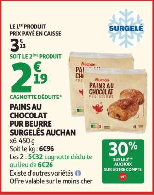 Pains Au Chocolat Pur Beurre Surgelés Auchan