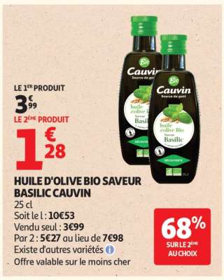 HUILE D'OLIVE BIO SAVEUR BASILIC CAUVIN