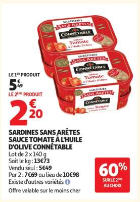 SARDINES SANS ARÊTES SAUCE TOMATE À L'HUILE D'OLIVE CONNÉTABLE