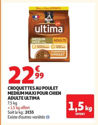 Croquettes Au Poulet Medium Maxi Pour Chien Adulte Ultima