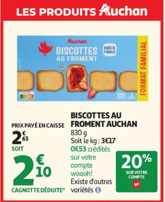 Biscottes Au Froment Auchan