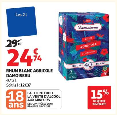 Rhum blanc agricole DAMOISEAU