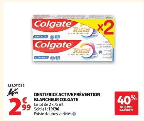 DENTIFRICE ACTIVE PRÉVENTION BLANCHEUR COLGATE