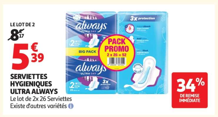 SERVIETTES HYGIENIQUES ULTRA ALWAYS