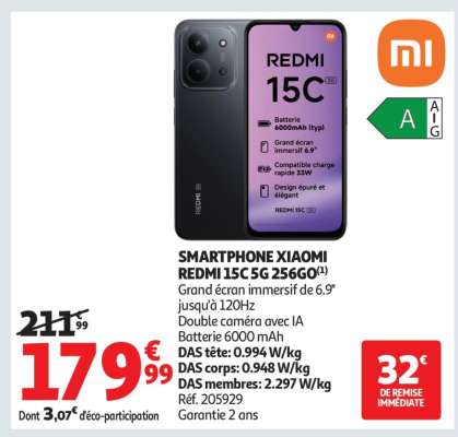 SMARTPHONE XIAOMI REDMI 15C 5G 256GO