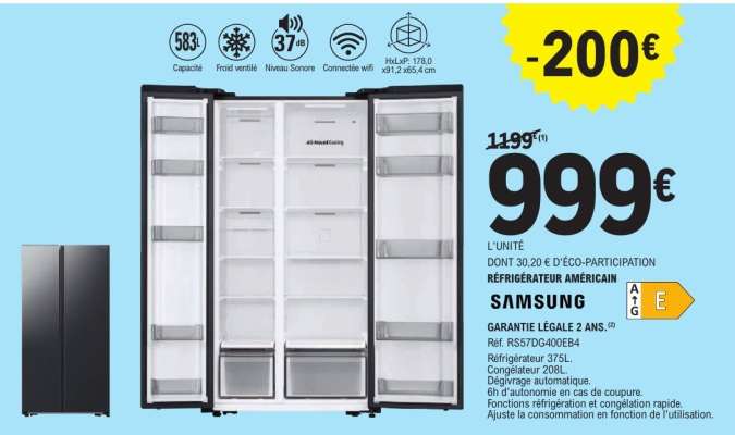 RÉFRIGÉRATEUR AMÉRICAIN SAMSUNG