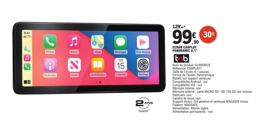 ÉCRAN CARPLAY PANORAMIC 6,1"
