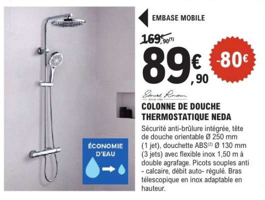 COLONNE DE DOUCHE THERMOSTATIQUE NEDA