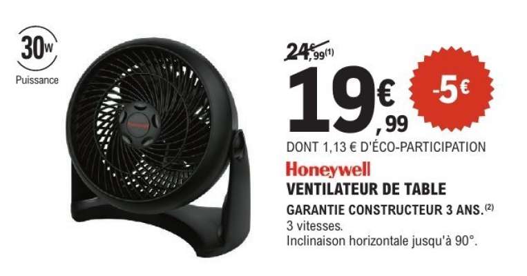 Honeywell VENTILATEUR DE TABLE