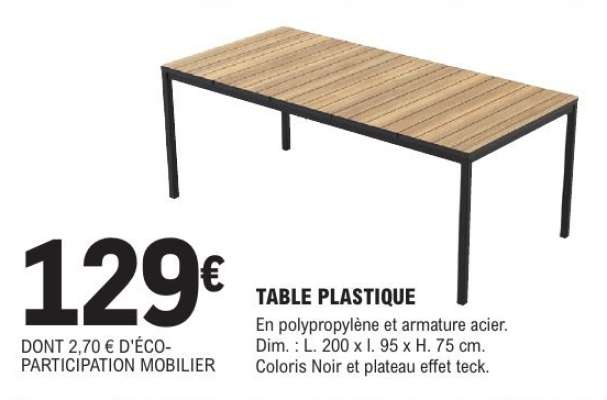 TABLE PLASTIQUE