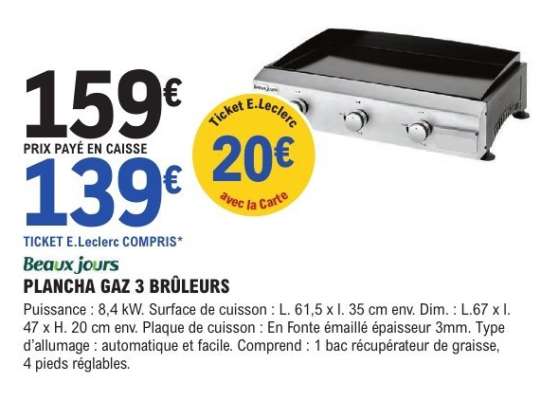 Plancha Gaz 3 Brûleurs