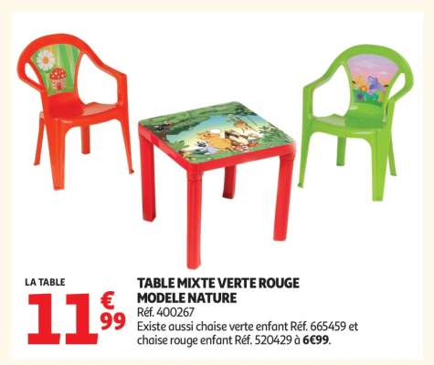 TABLE MIXTE VERTE ROUGE MODELE NATURE