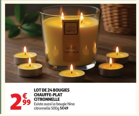 Lot de 24 bougies chauffe-plat citronnelle