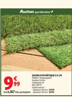 GAZON SYNTHÉTIQUE 3 X 1 M