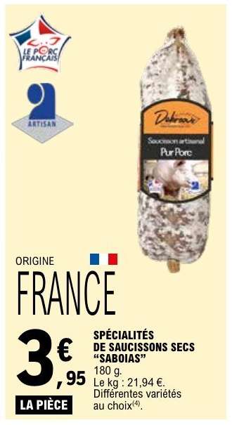 SPÉCIALITÉS DE SAUCISSONS SECS “SABOIAS”