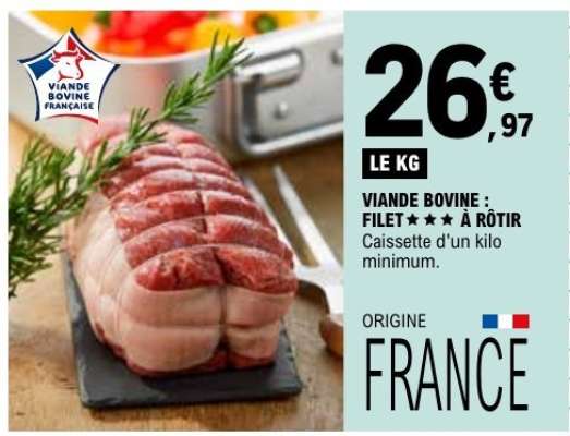 Viande bovine : filet*** à rôtir