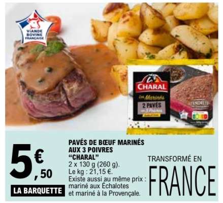 Pavés de bœuf marinés aux 3 poivres CHARAL