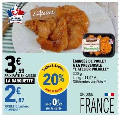 ÉMINCÉS DE POULET À LA PROVENCALE “L’ATELIER VOLAILLE”