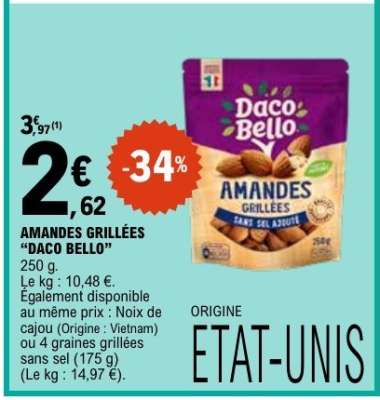 AMANDES GRILLÉES “DACO BELLO”