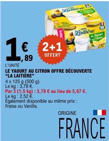 LE YAOURT AU CITRON OFFRE DÉCOUVERTE “LA LAITIÈRE”