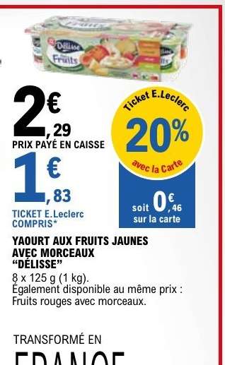 Yaourt aux fruits jaunes avec morceaux "Délisse"