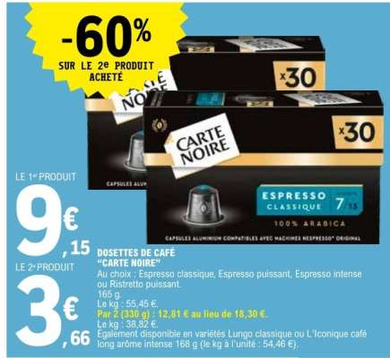 Dosettes De Cafe Carte Noire