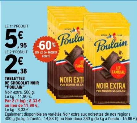 Tablettes de chocolat noir “Poulain”