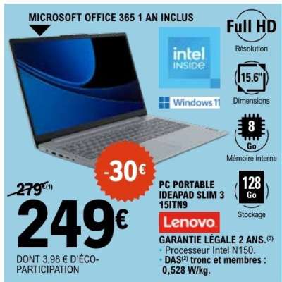 PC PORTABLE IDEAPAD SLIM 3 15ITN9