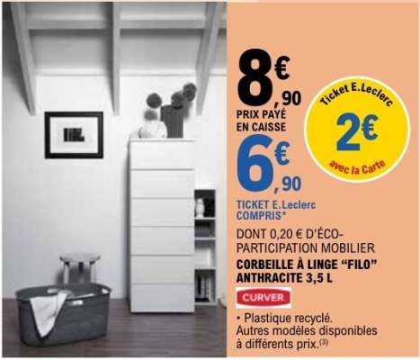 CORBEILLE À LINGE “FILO” ANTHRACITE 3,5 L