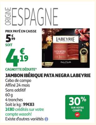 JAMBON IBÉRIQUE PATA NEGRA LABEYRIE