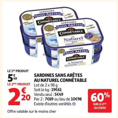 SARDINES SANS ARÊTES AU NATUREL CONNÉTABLE