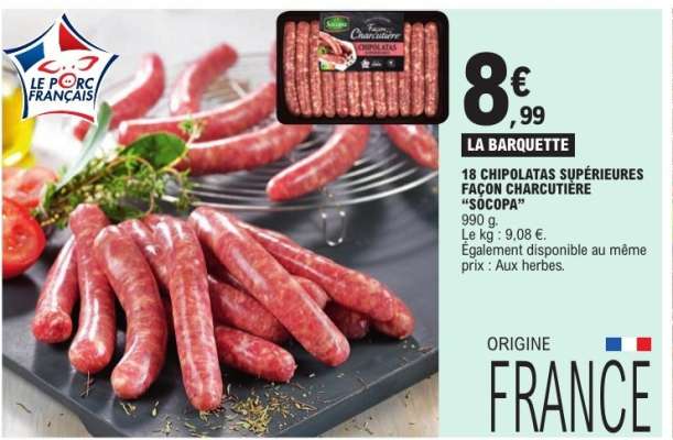18 Chipolatas Supérieures Façon Charcutière "Socopa"