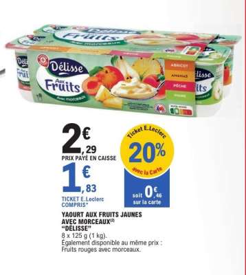 Yaourt aux fruits jaunes avec morceaux "Délisse"