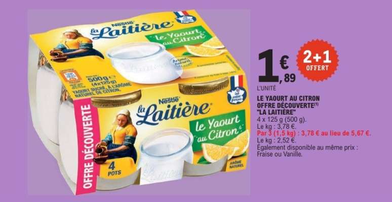 LE YAOURT AU CITRON OFFRE DÉCOUVERTE “LA LAITIÈRE”