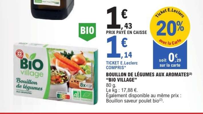 BOUILLON DE LÉGUMES AUX AROMATES "BIO VILLAGE"