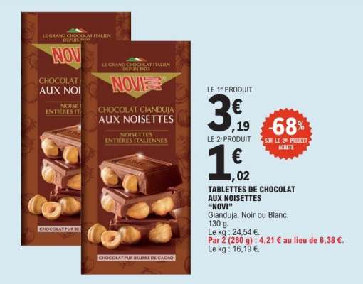 TABLETTES DE CHOCOLAT AUX NOISETTES “NOVI”