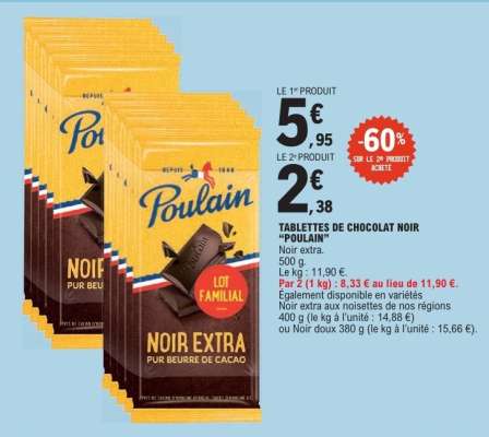 Tablettes de chocolat noir “Poulain”