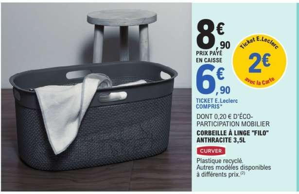 CORBEILLE À LINGE "FILO" ANTHRACITE 3,5L