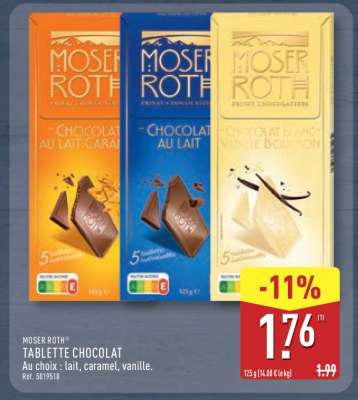 MOSER ROTH TABLETTE CHOCOLAT