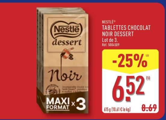 NESTLÉ TABLETTES CHOCOLAT NOIR DESSERT