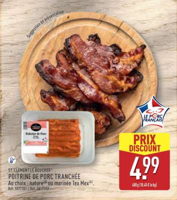 POITRINE DE PORC TRANCHÉE