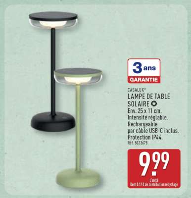 Lampe de table solaire