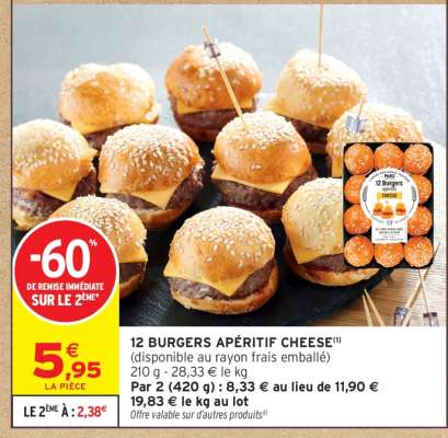 12 BURGERS APÉRITIF CHEESE