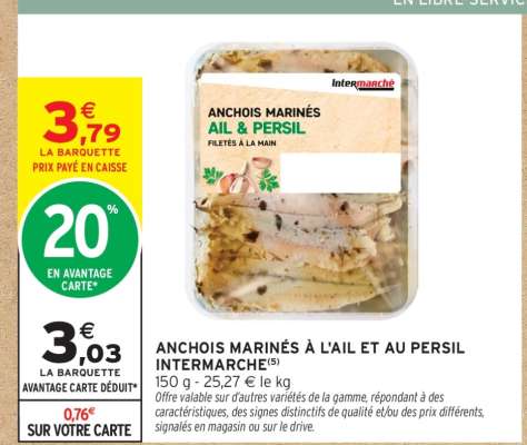 ANCHOIS MARINÉS À L'AIL ET AU PERSIL INTERMARCHÉ
