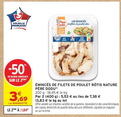 Émincés de filets de poulet rôtis nature 'Père Dodu'