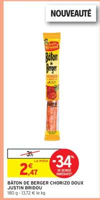BÂTON DE BERGER CHORIZO DOUX JUSTIN BRIDOU