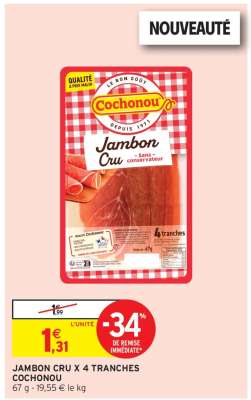 JAMBON CRU X 4 TRANCHES COCHONOU